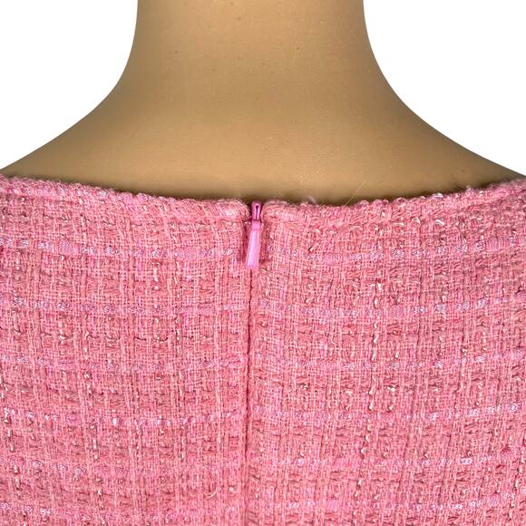 NWT Boutique Moschino $795 Fitted Pink Tweed Button Detail Sheath Dress SZ 8 - Picture 9 of 12